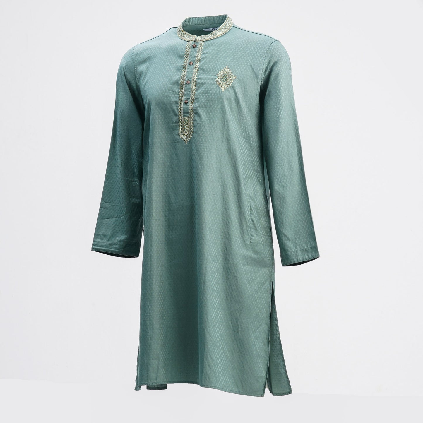 Men's Army Green Embroidered Panjabi
