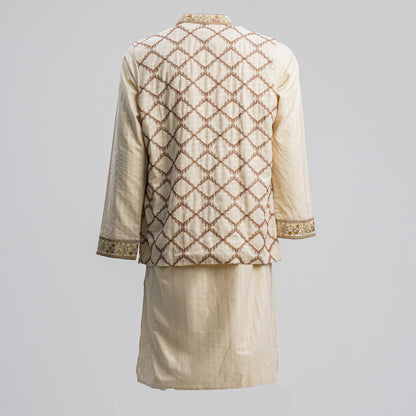 Men's Golden Embroidered 2-Piece Set
