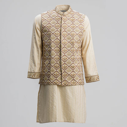 Men's Golden Embroidered 2-Piece Set