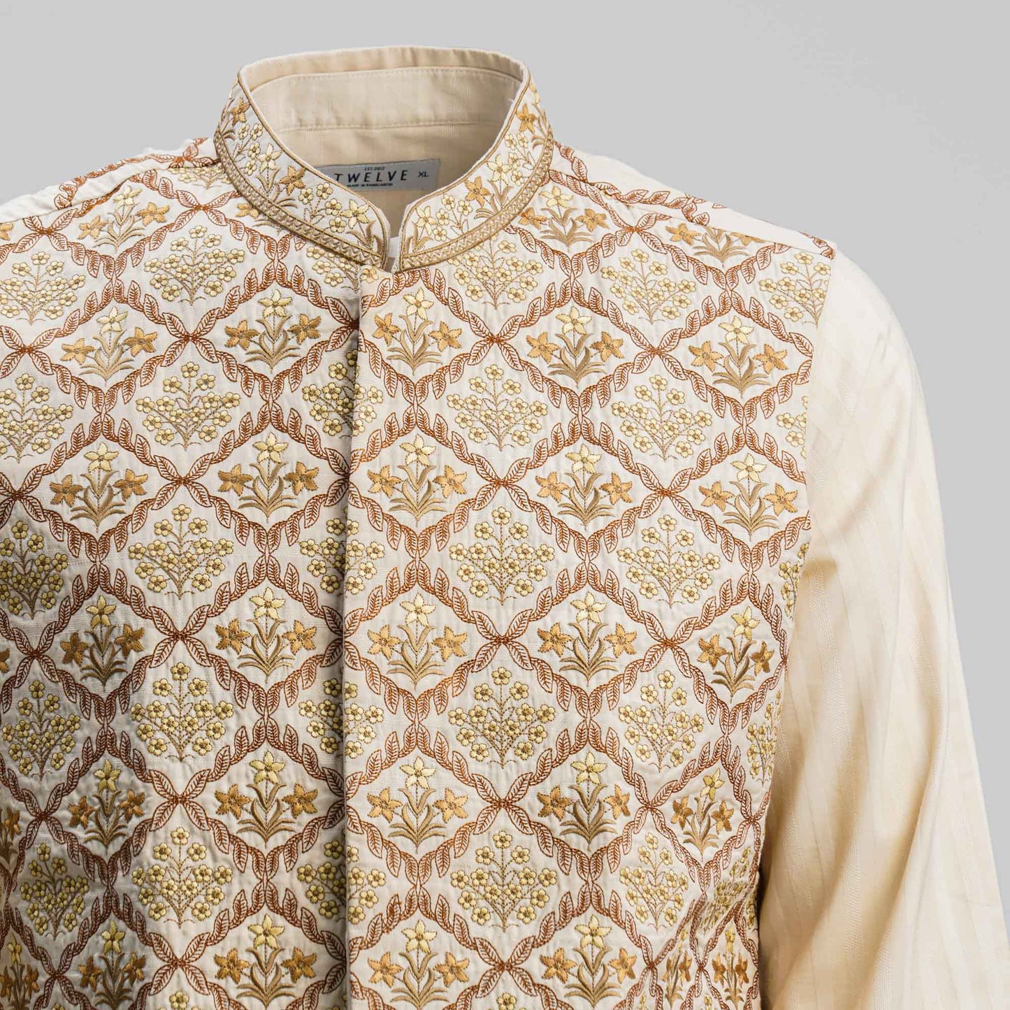 Men's Golden Embroidered 2-Piece Set