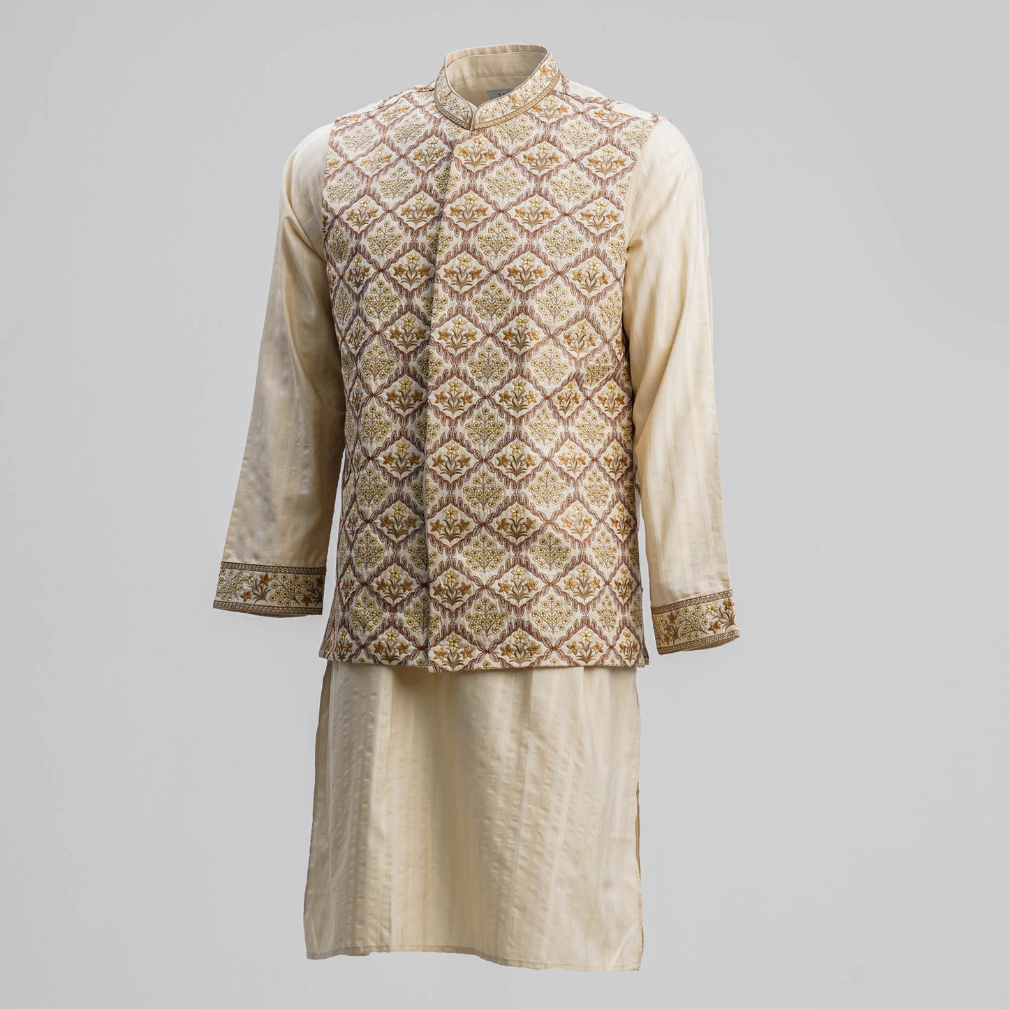 Men's Golden Embroidered 2-Piece Set