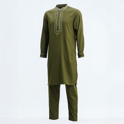 Mens Premium Panjabi Army Green