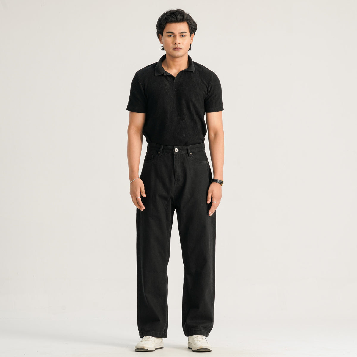 Men’s Jet Black Baggy Denim Pants