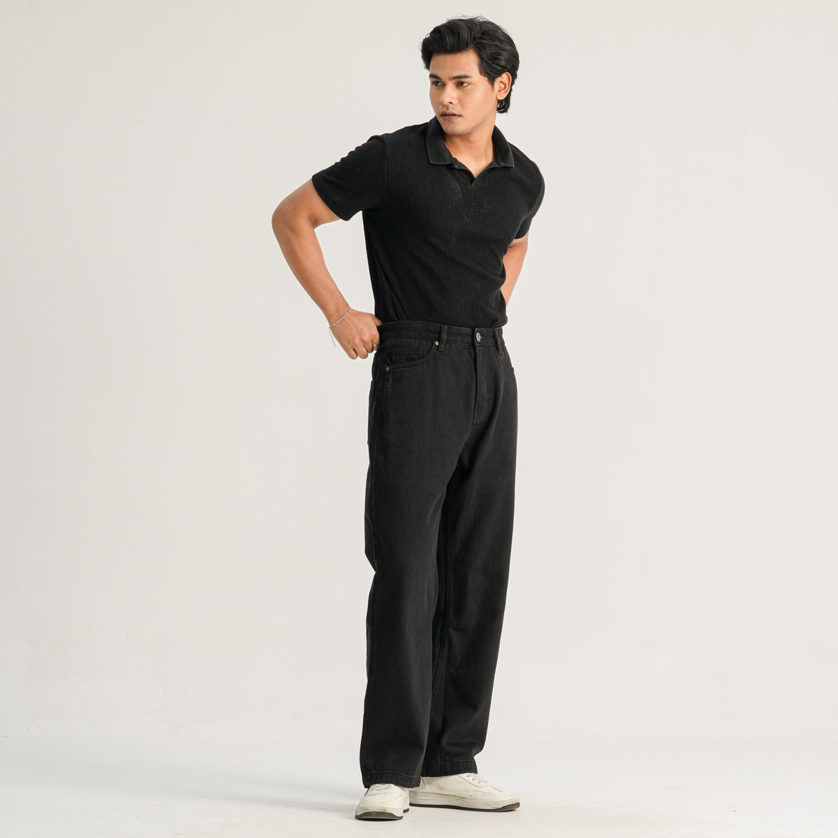 Men’s Jet Black Baggy Denim Pants