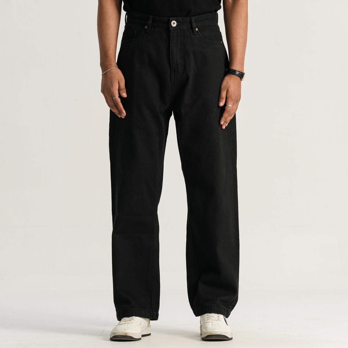 Men’s Jet Black Baggy Denim Pants