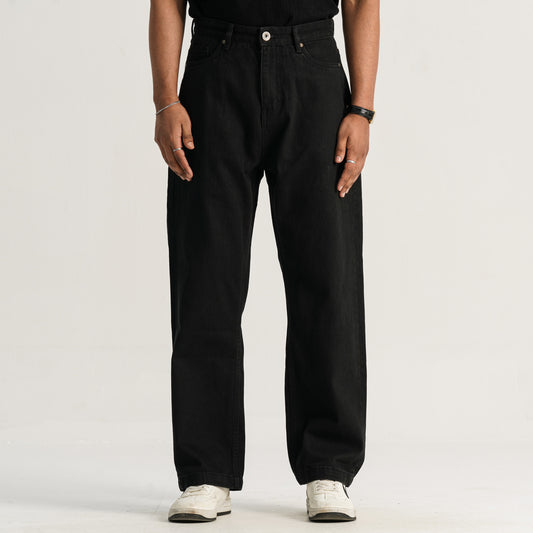 Men’s Jet Black Baggy Denim Pants