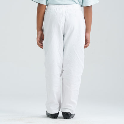 Boy's White Cotton Pant Pajama