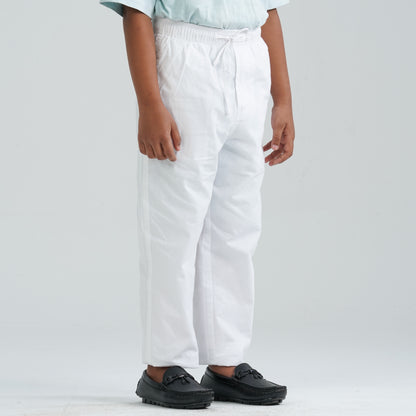 Boy's White Cotton Pant Pajama