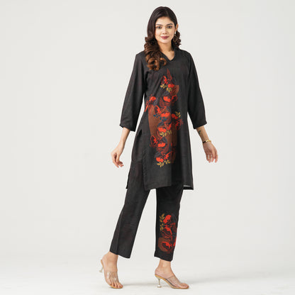 Women’s Blended Silk Printed Two-Piece Set