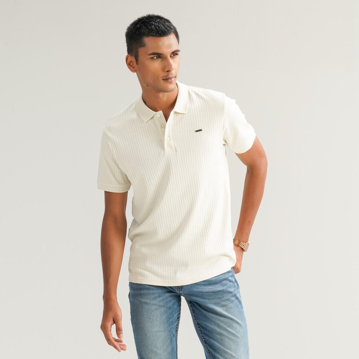 Mens Off White Polo