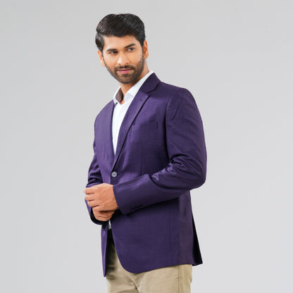 Mens Dark Purple Slim Fit Blazer