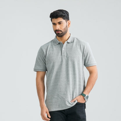 Men's Grey Melange Polo