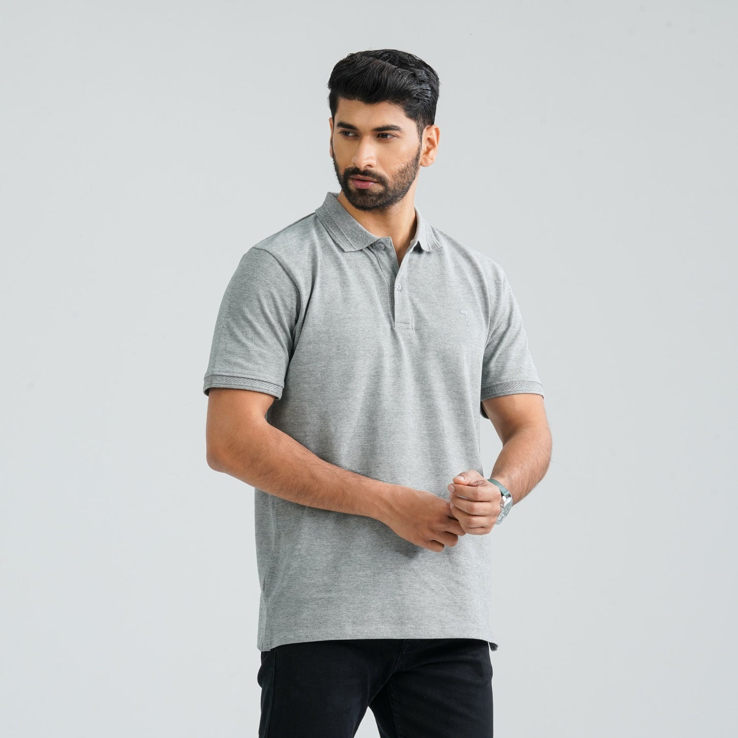 Men's Grey Melange Polo