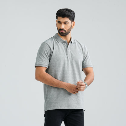 Men's Grey Melange Polo