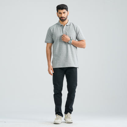 Men's Grey Melange Polo