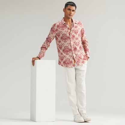 Mens Cream Casual Shirt