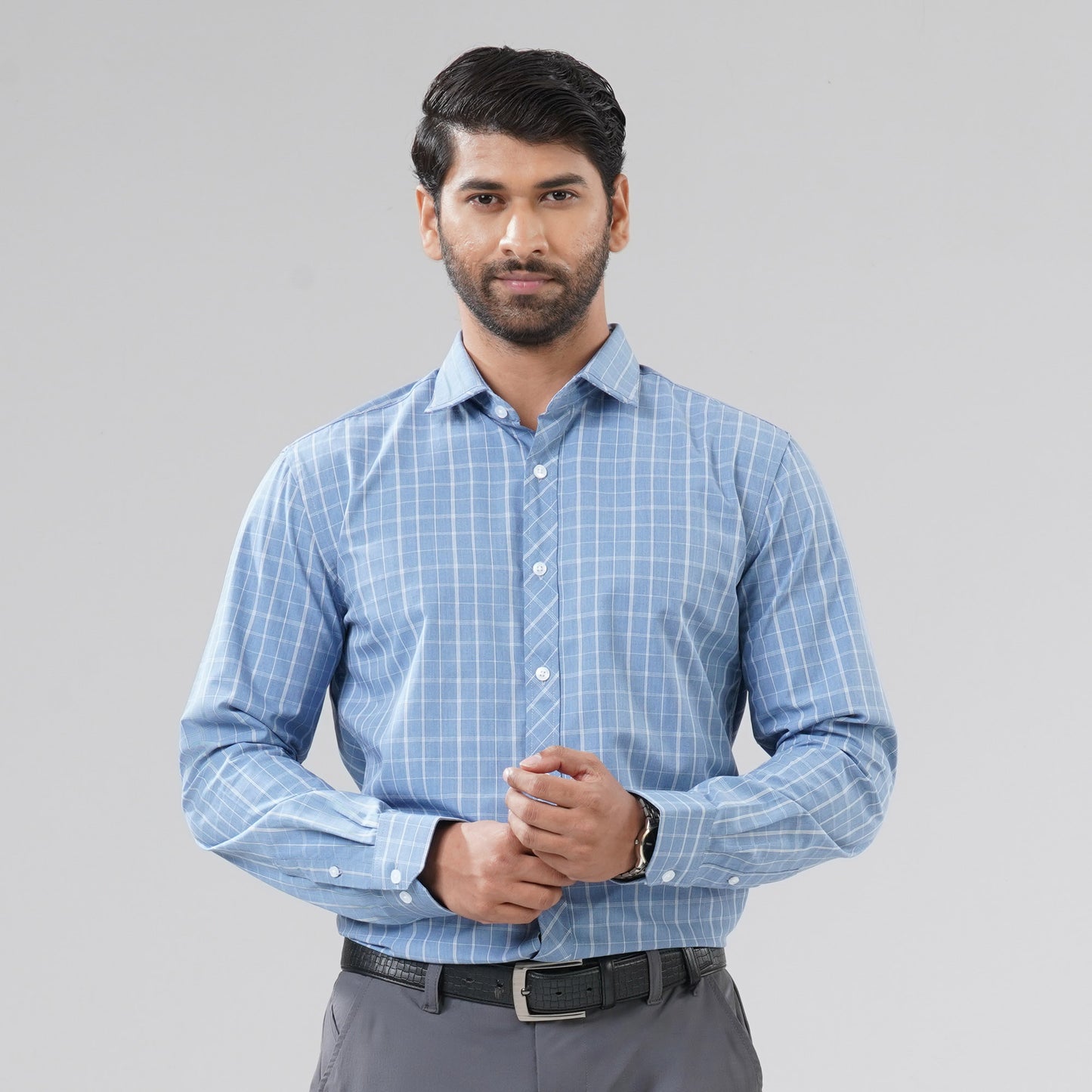Mens Grey Check Shirt