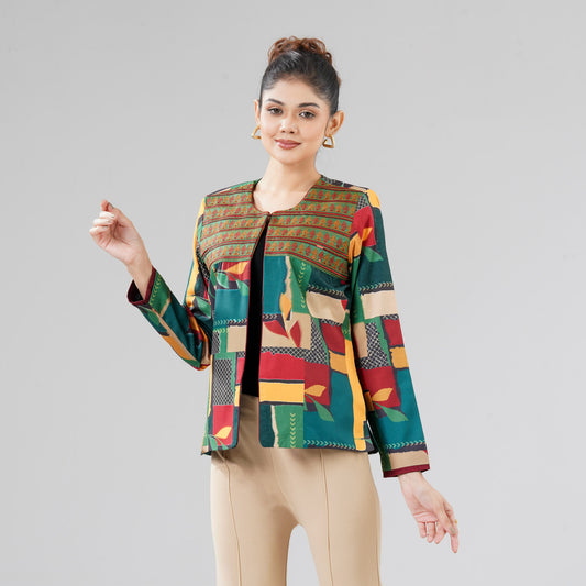 Women Green Ethnic Jacket