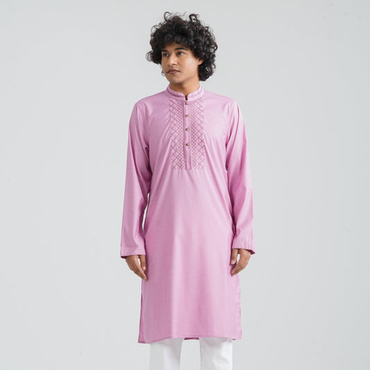 Men's Pink Embroidery Panjabi