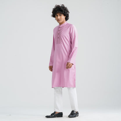 Men's Pink Embroidery Panjabi