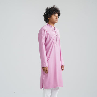 Men's Pink Embroidery Panjabi