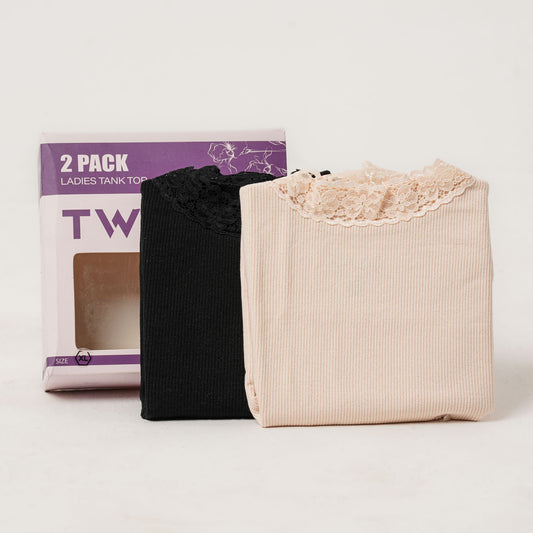 Womens Black & Beige Tank Top