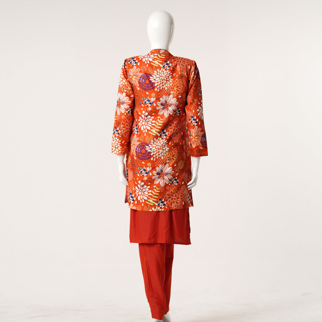 Womens Ethnic Burnt Orange Three Piece Set