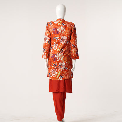 Womens Ethnic Burnt Orange Three Piece Set
