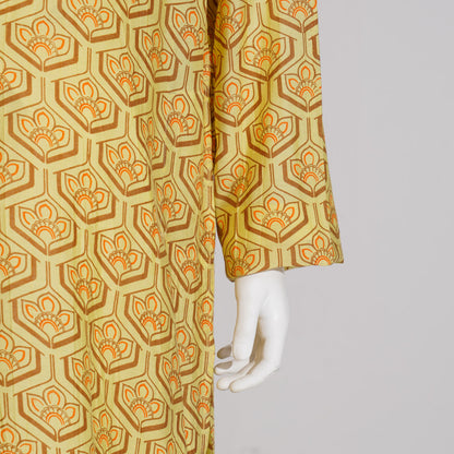 Boy's Yellow Screen-Printed Panjabi