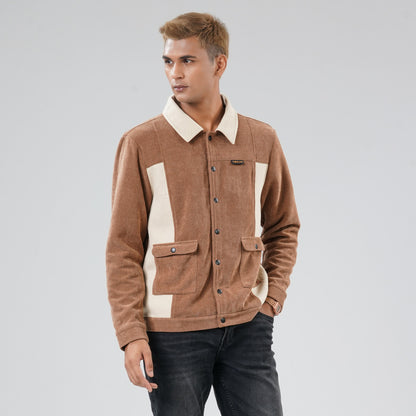 Mens Brown Cream Shacket