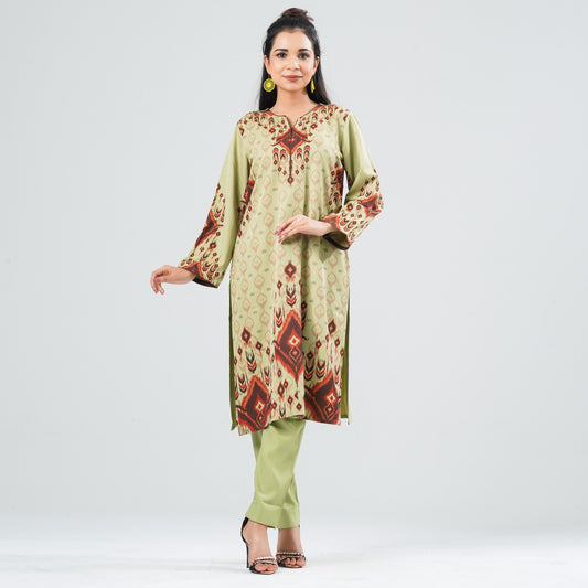 Women’s Mixed Cotton Embroidered Two Piece Set