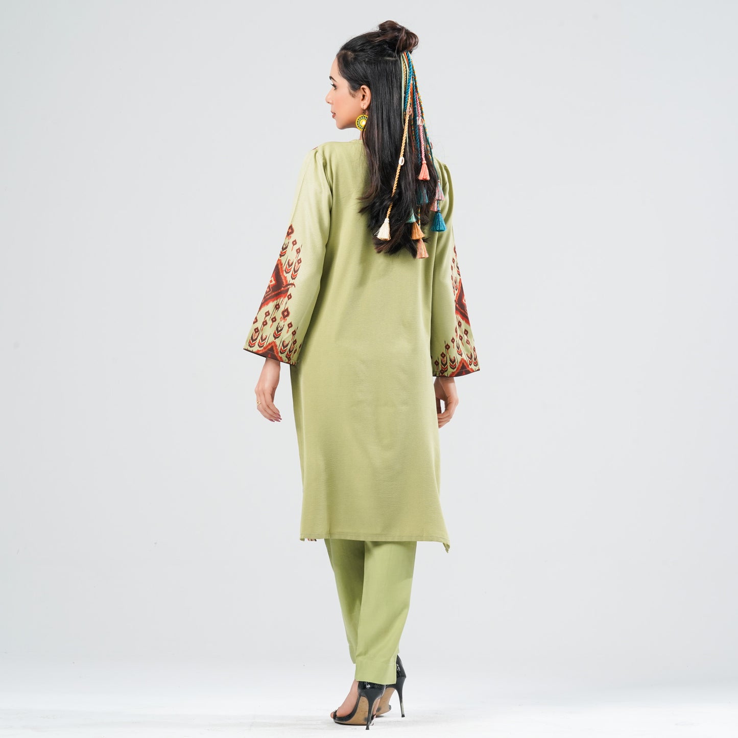 Women’s Mixed Cotton Embroidered Two Piece Set