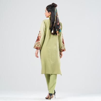 Women’s Mixed Cotton Embroidered Two Piece Set