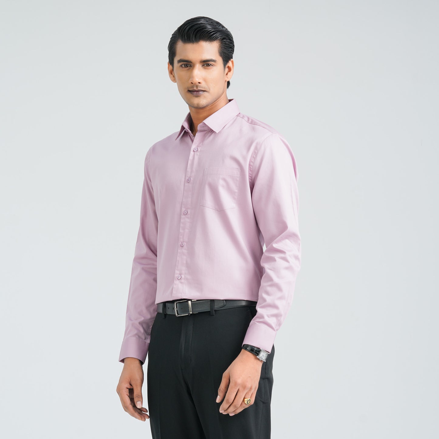 Men’s Dusty Pink Satin Lycra Shirt