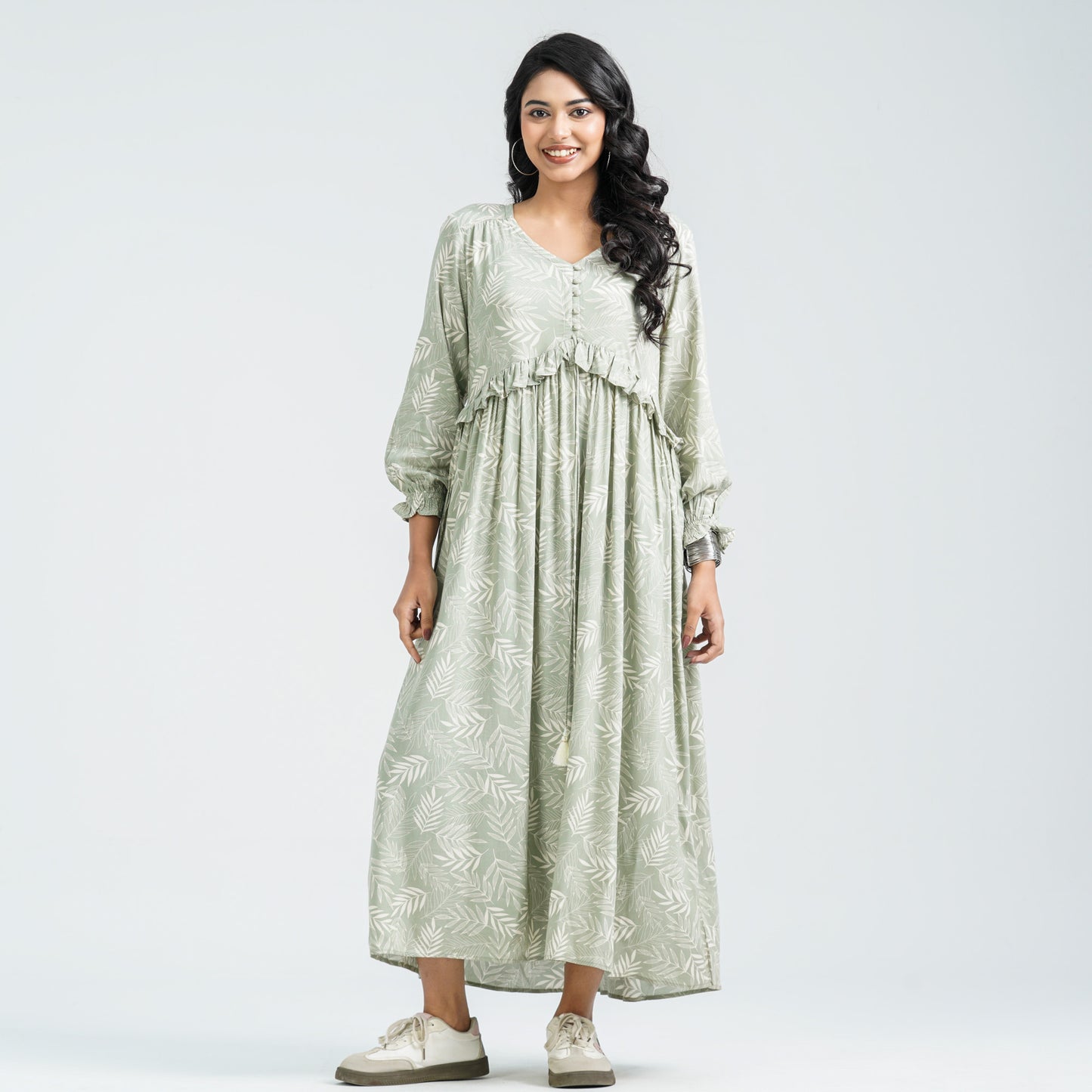 Women's Green Blended Dress