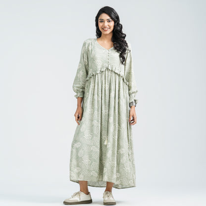 Women's Green Blended Dress