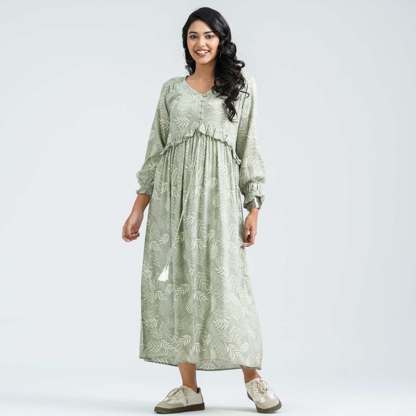 Women's Green Blended Dress