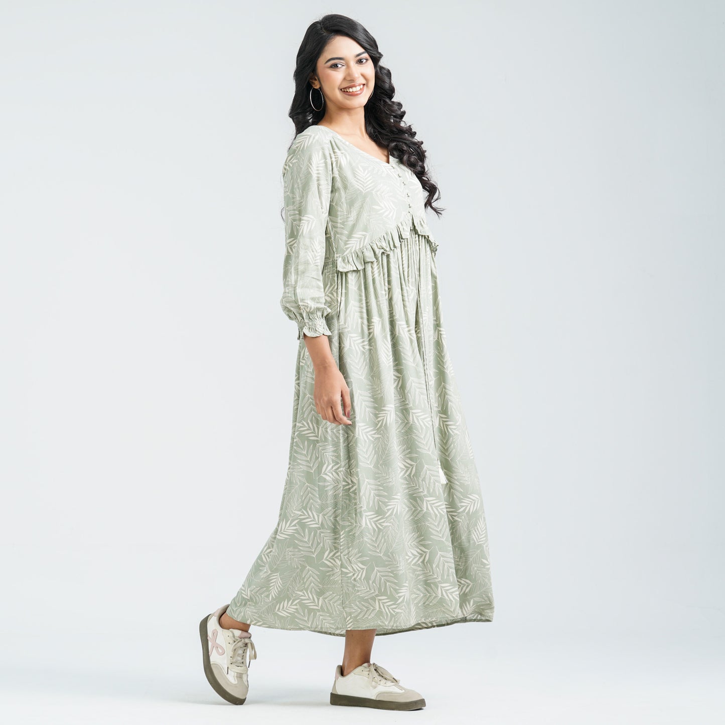 Women's Green Blended Dress