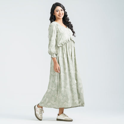 Women's Green Blended Dress