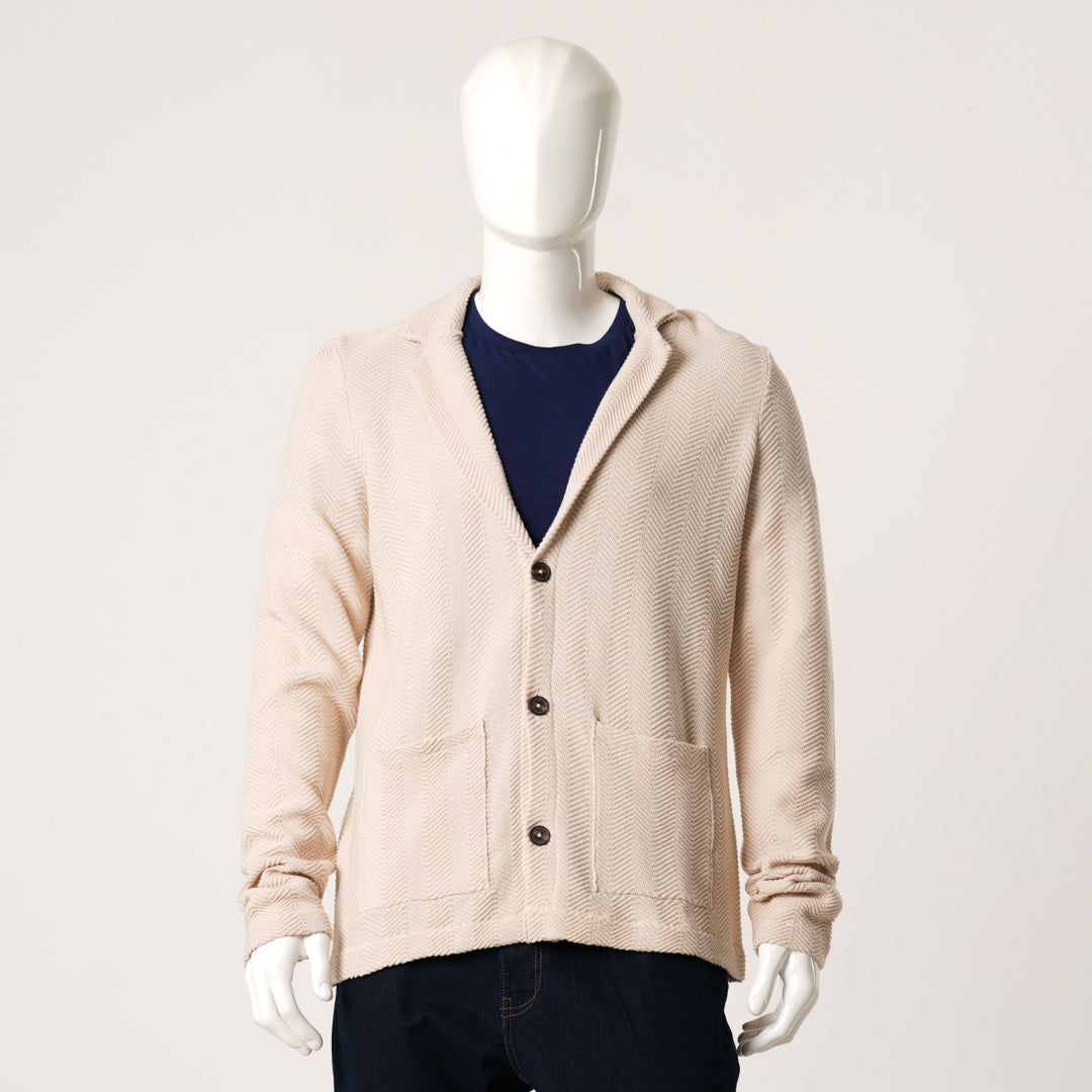 Mens Light Beige Sweater Blazer