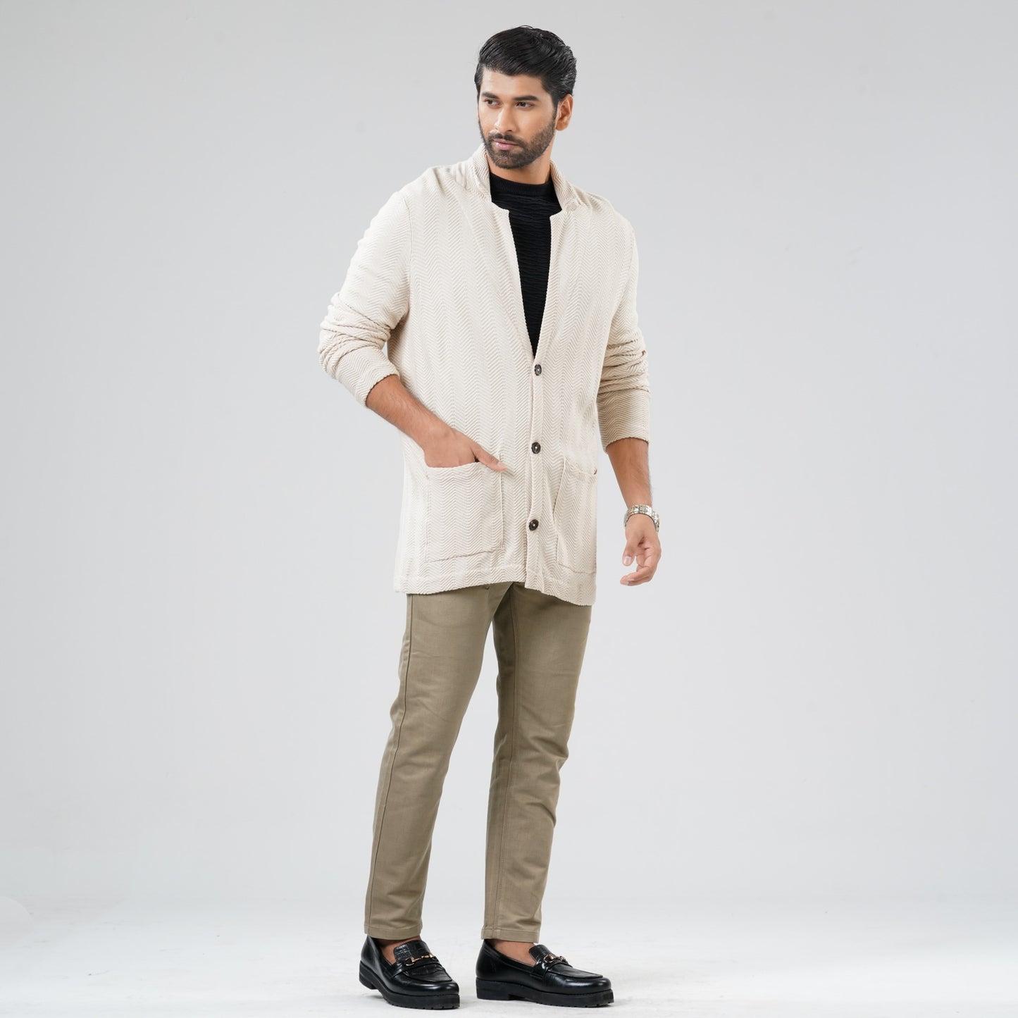 Mens Sweater Light Beige Blazer