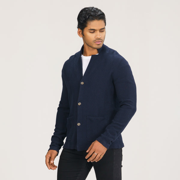 Mens Navy Sweater Blazer