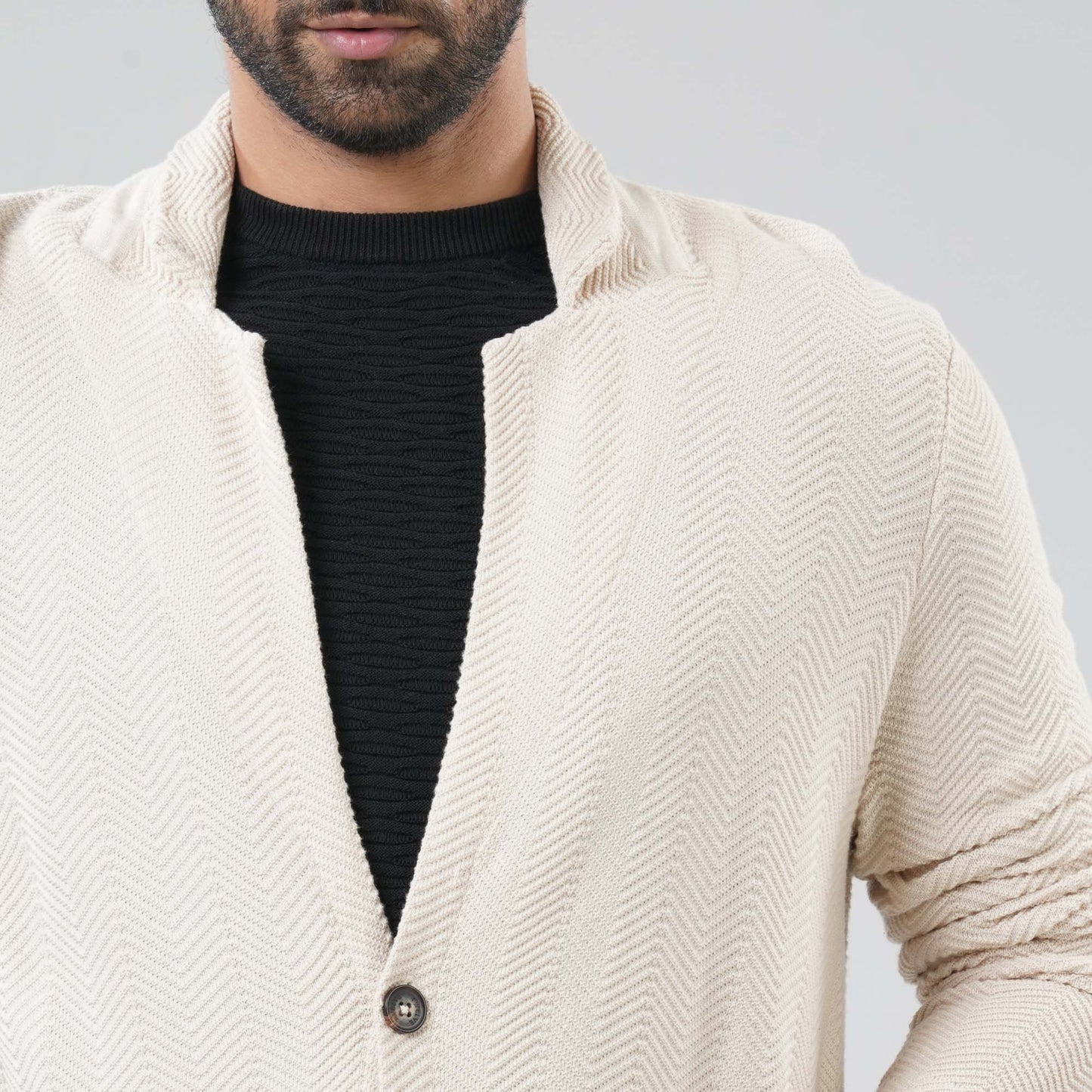 Mens Sweater Light Beige Blazer