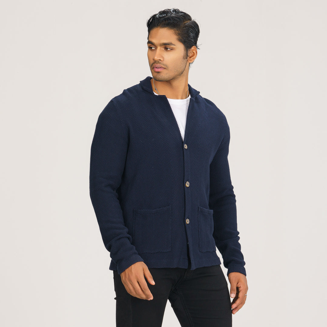 Mens Navy Sweater Blazer