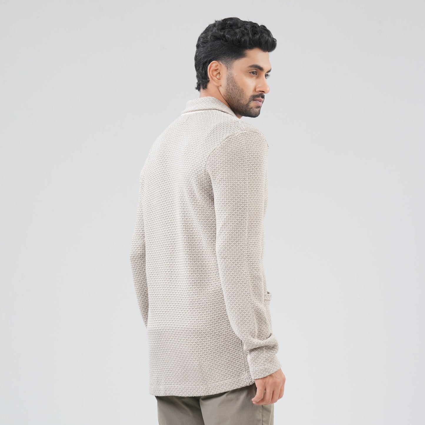 Mens Beige Sweater Blazer