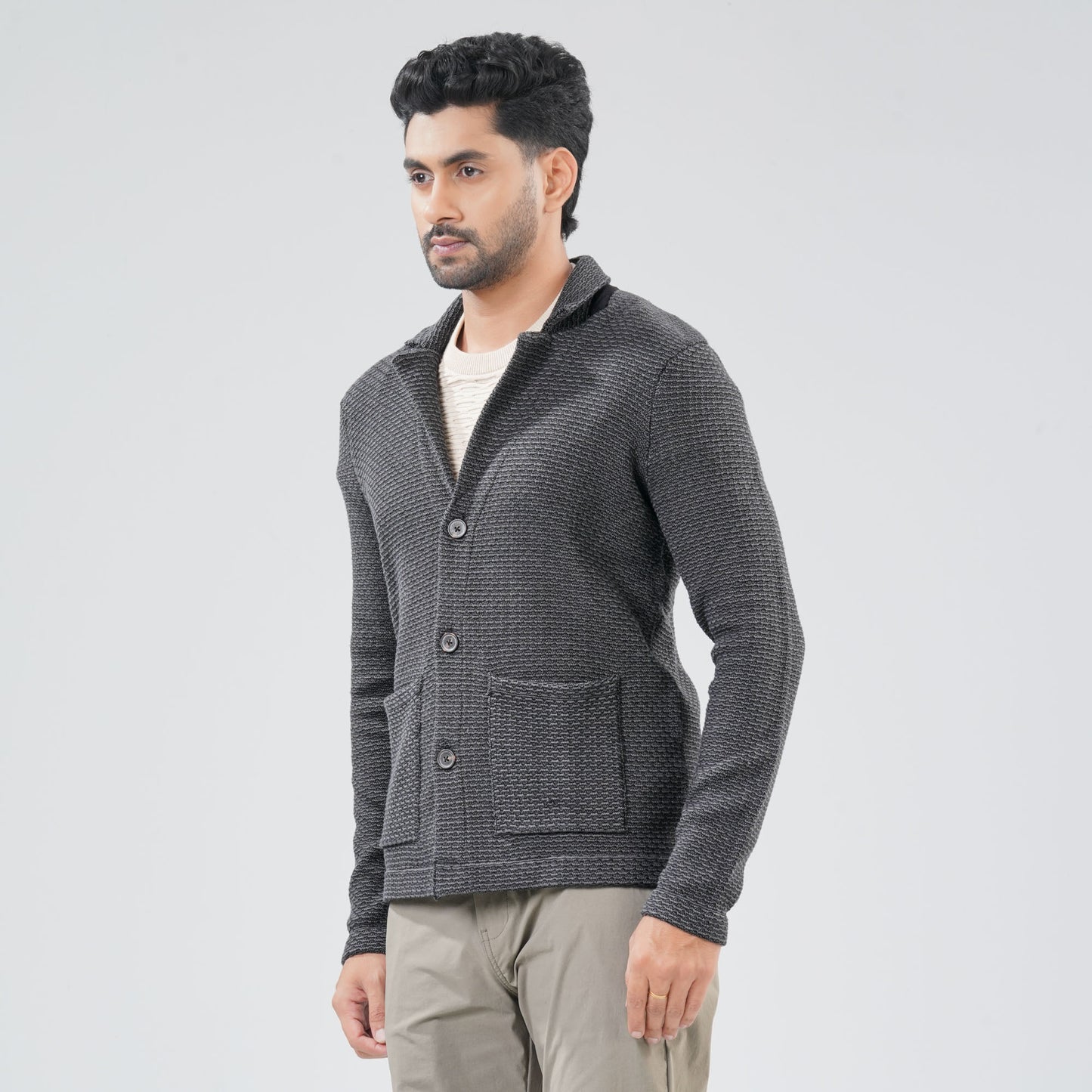 Mens Dark Grey Sweater Blazer