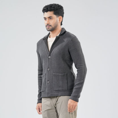 Mens Dark Grey Sweater Blazer