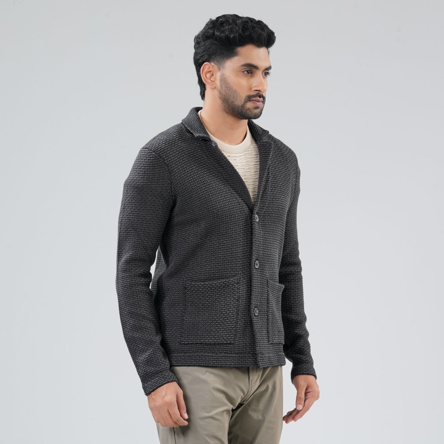 Mens Dark Grey Sweater Blazer