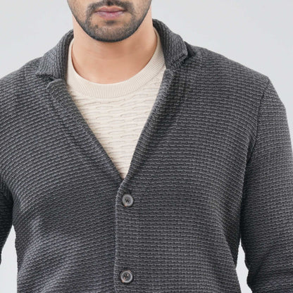 Mens Dark Grey Sweater Blazer