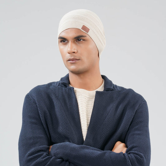 Mens Light Beige Sweater Cap